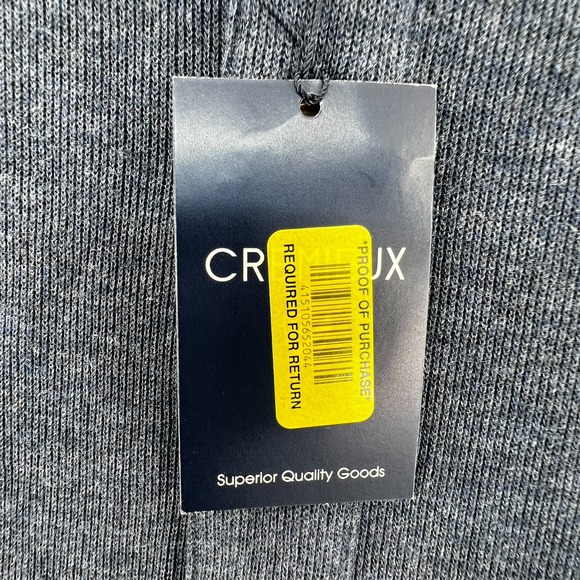 Cremieux Knit Sweater Men Large Blue 1/4 Button Pullover Brown Elbow Patches NEW - Picture 3 of 16